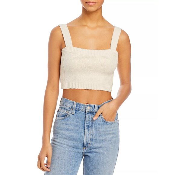 A.L.C. Winona Rib-Knit Cropped Top in Ivory - Picture 2 of 4